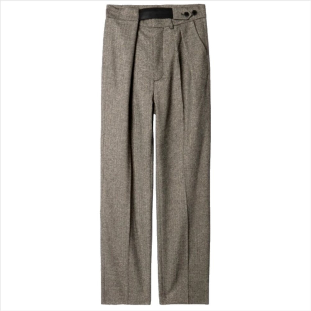 Zadig & Voltaire Phoebe Lurex Herringbone Tweed Pants In Gris - Picture 5 of 9